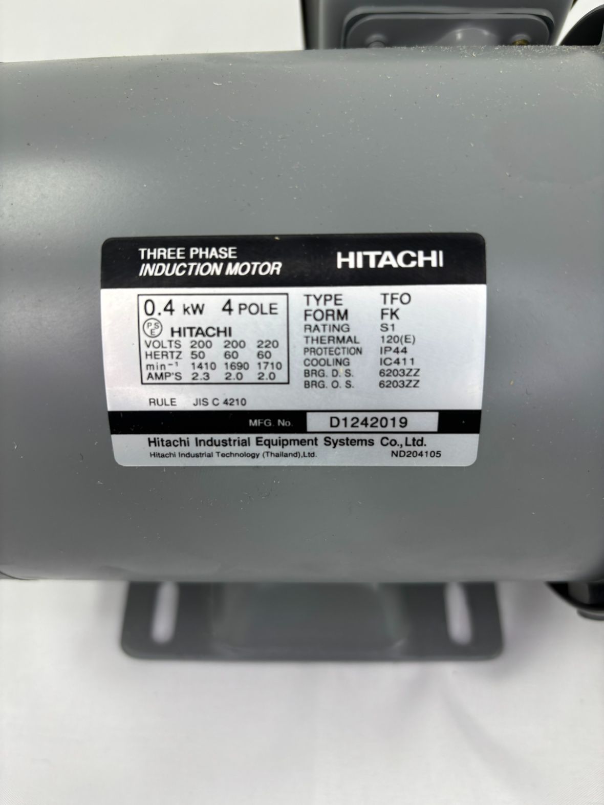 日立 三相モータ ザ・モートルNeo100 TFO-FK 0.4kw 4極 HITACHI 日立 三相モータ ザ・モートルNeo100 TFO-FK 0.4kw 4極 HITACHI