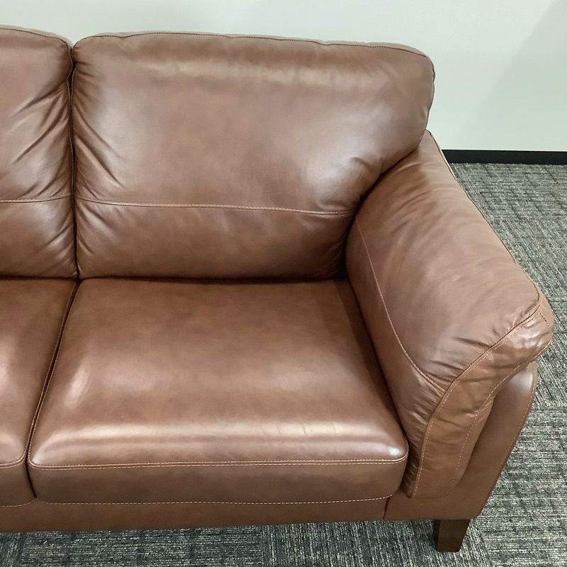 中古 ソファ 2人掛け 合皮レザー ブラウン 幅1800×奥行900×高さ 900mm 