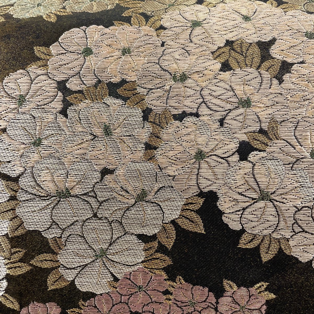 袋帯 美品 秀品 草花 唐織 金糸 焦茶色 六通 正絹 【中古