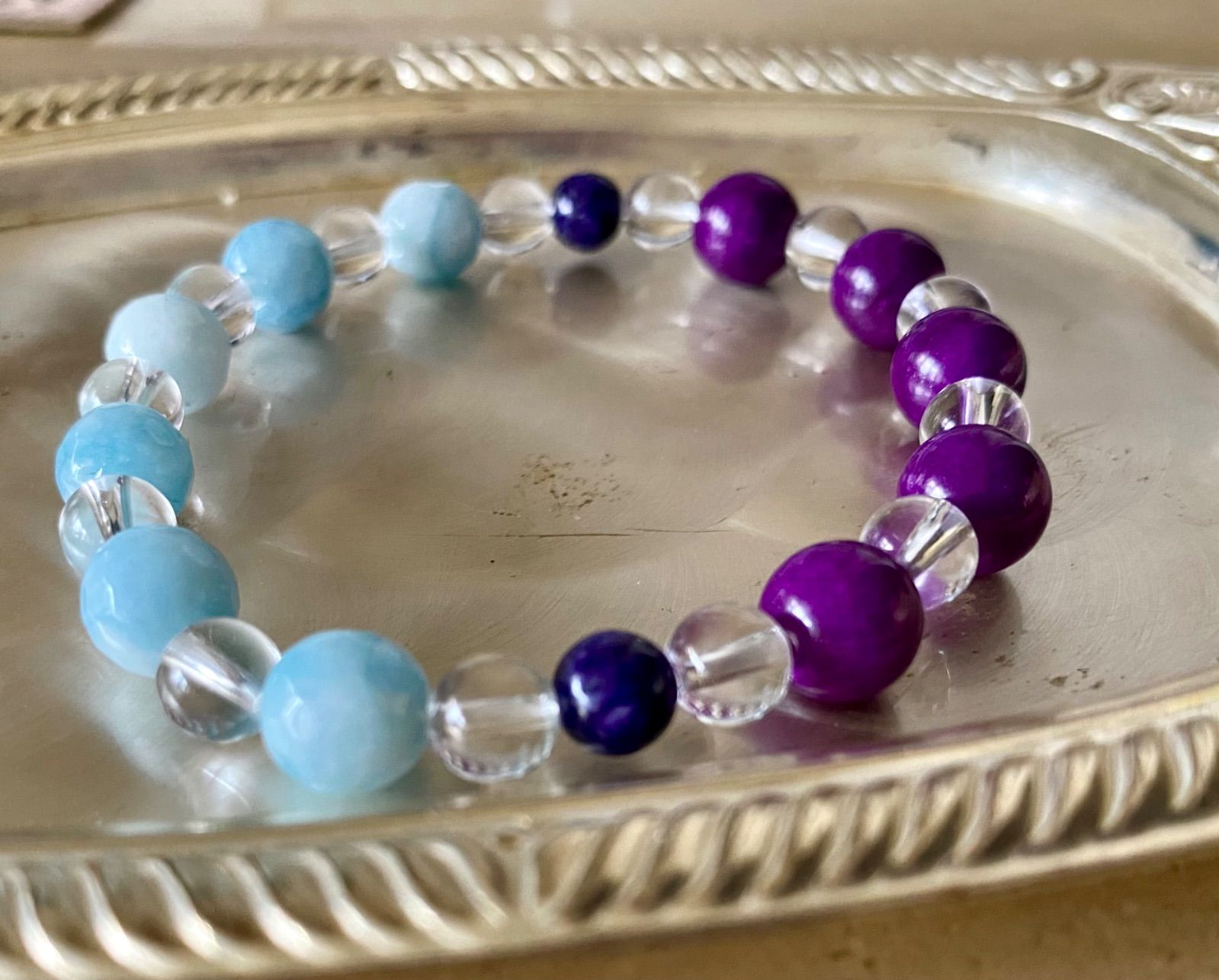 癒しと調和】フェザースコロライトの春ブレスレット(一点もの) スコロ