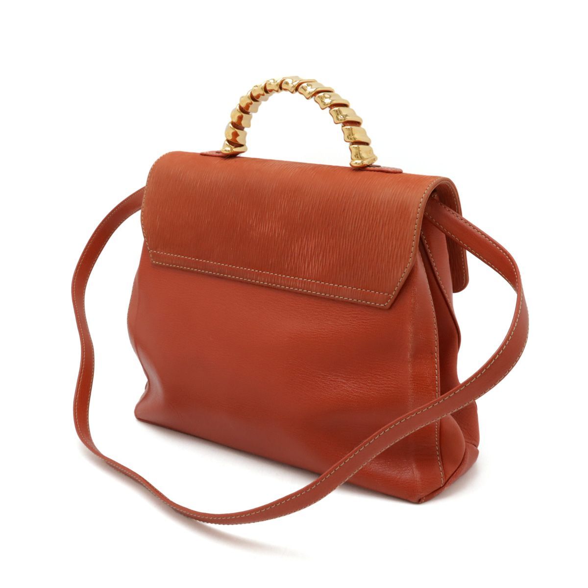 ロエベ ベラスケス レザー 2WAY ワンハンドル ハンドバッグ テラコッタ系 LOEWE ロエベ ベラスケス ケリー型 レザー 2wayバッグ