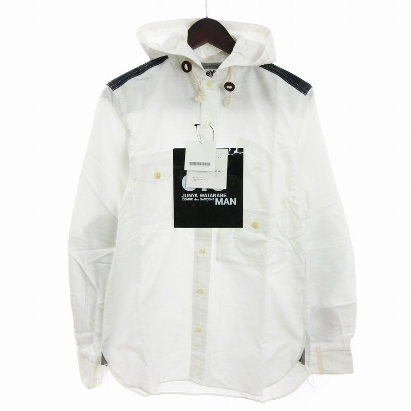 eYe JUNYA WATANABE MAN◆エルボーパッチ長袖シャツ/XS/コットン/WHT/WR-B904 アイ ジュンヤワタナベマン コムデギャルソン ジュンヤマン eye