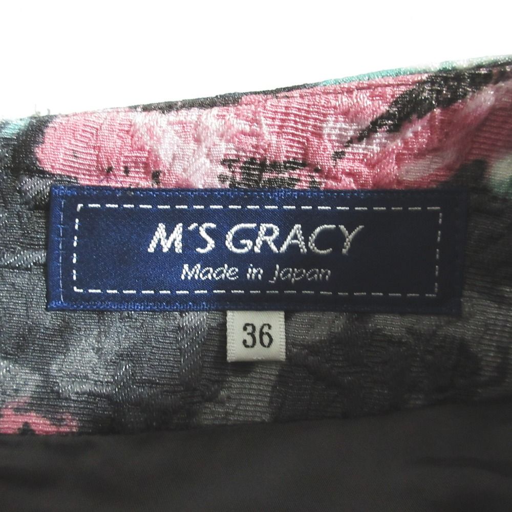 美品 M'S GRACY フラワー モチーフ ジャガード スカート ピンク 38 美品 M'S GRACY フラワー モチーフ ジャガード スカート ピンク