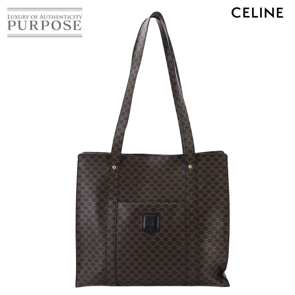 新品同様 セリーヌ CELINE マカダム トート バッグ PVC レザー