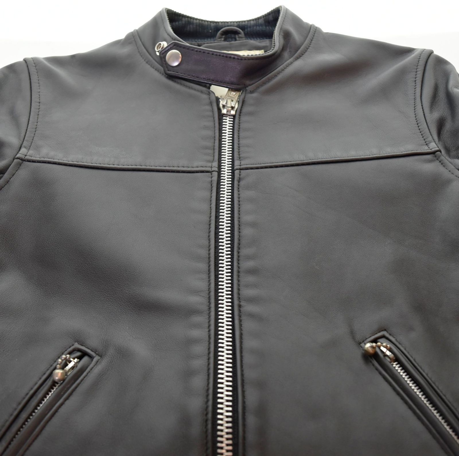 トリプルシックス 666 レザー シングル ライダース ジャケット 黒 32 