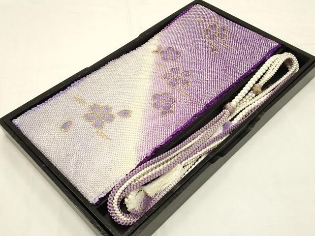 平和屋本店●和装小物 帯締め 帯揚げセット 振袖用 総絞り 霞花文 暈し染め あわじ玉 金糸 金彩 AABC4205ay