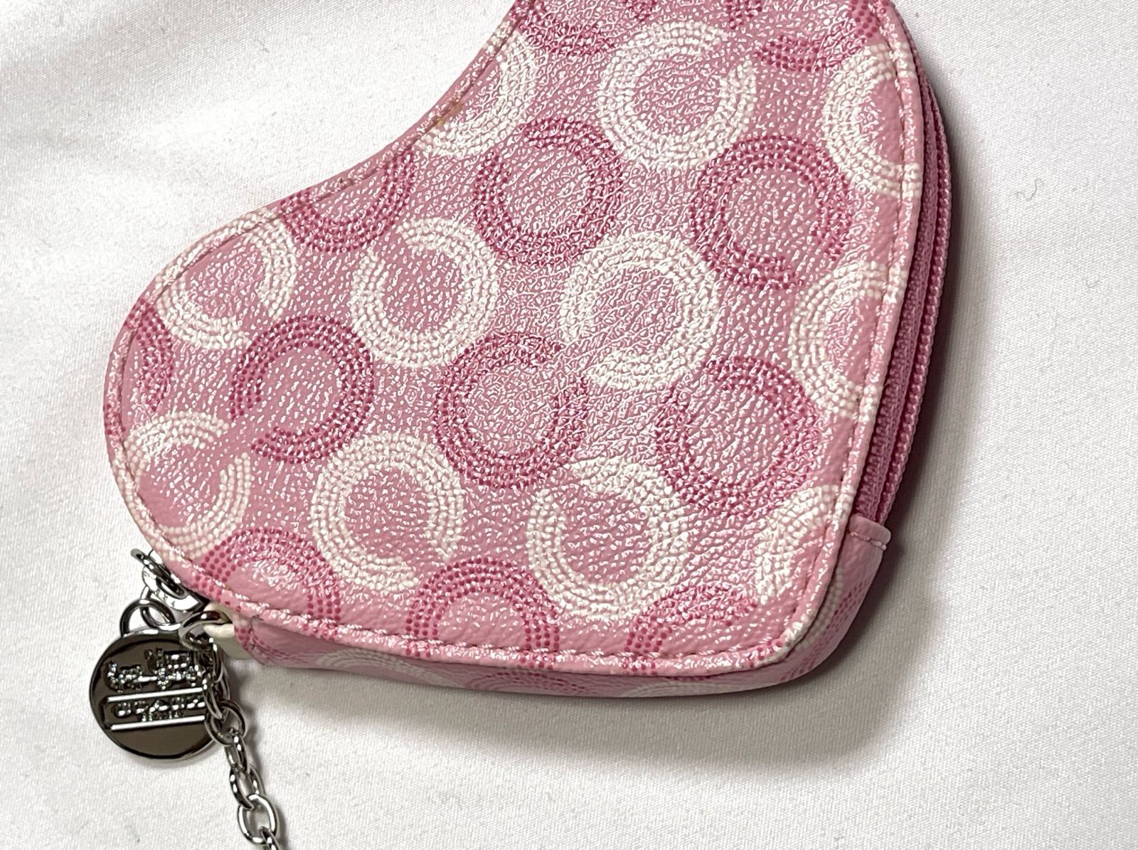 212587】COACH コーチ ハート型 コインパース キーチャーム