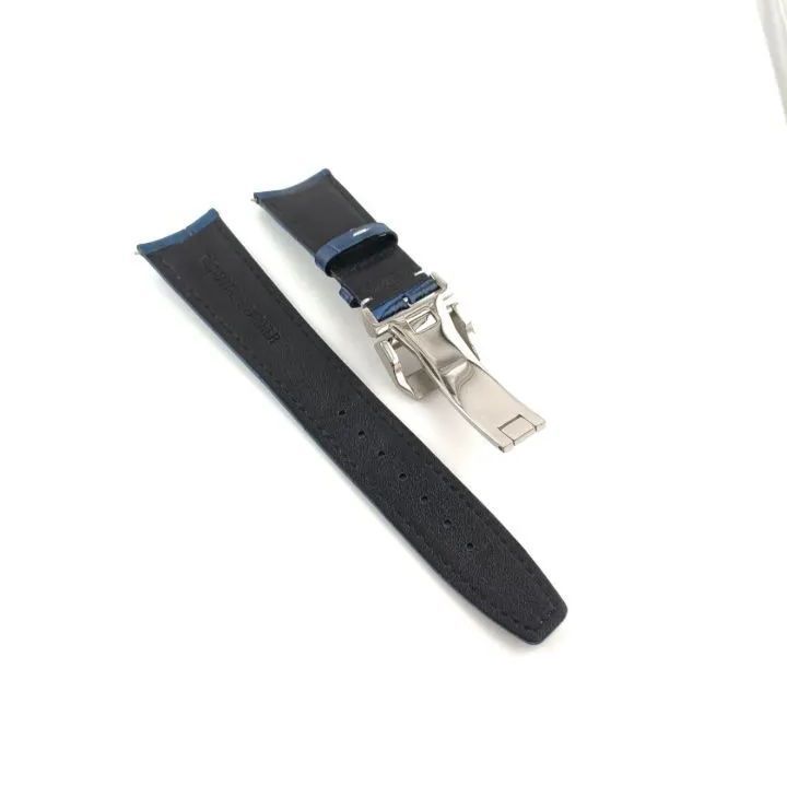 22mm イタリアンカーフレザー 革ベルト ネイビーブルー×ホワイト