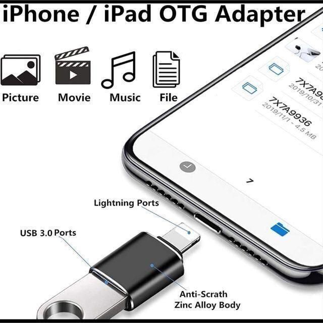 OTG 転換器 iPhone専用 Lightning USB変換アダプタ OTG対応 USB3.0 メモリ OTGデータ転送 iPhoneiPad対応