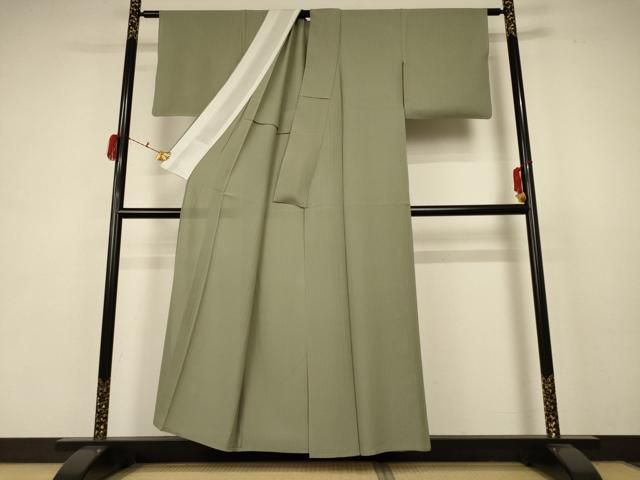 毎日セール価格を実現！ 平和屋着物＊夏物 色無地 縦絽 柳鼠色 正絹 AABB8298jd