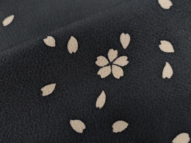 平和屋着物○上質な小紋 舞桜文 鬼しぼ縮緬 正絹 逸品 未