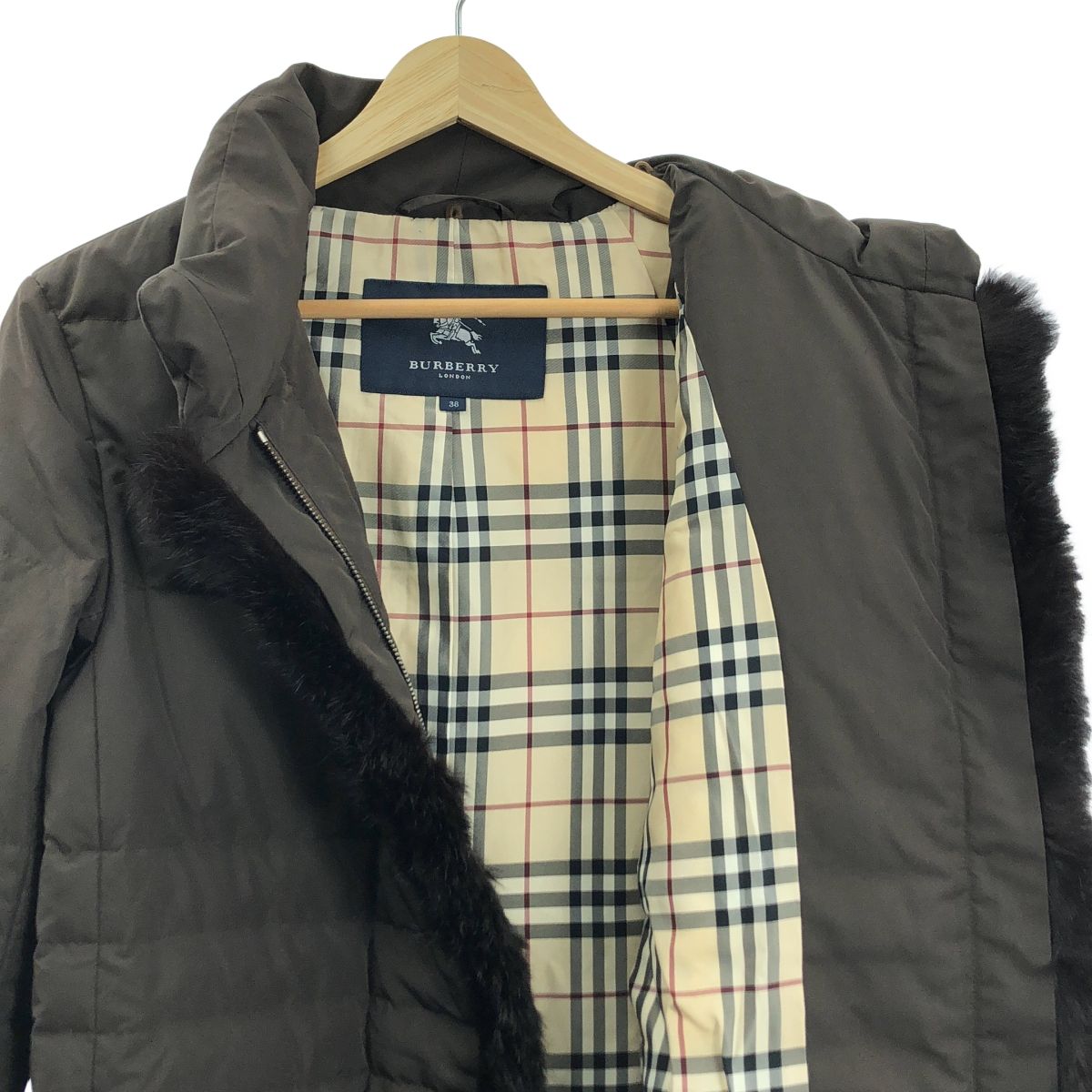✨BURBERRYバーバリー✨ダウンジャケット　ノバチェック　ファー取外可　３８ 楽天ランキング1位】 バーバリーロンドン◇ダウンジャケット