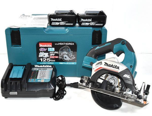 ケース付 Makita マキタ HS474DRGX 充電式マルノコ バッテリー2個 BL1860B 充電器 DC18RF 付
