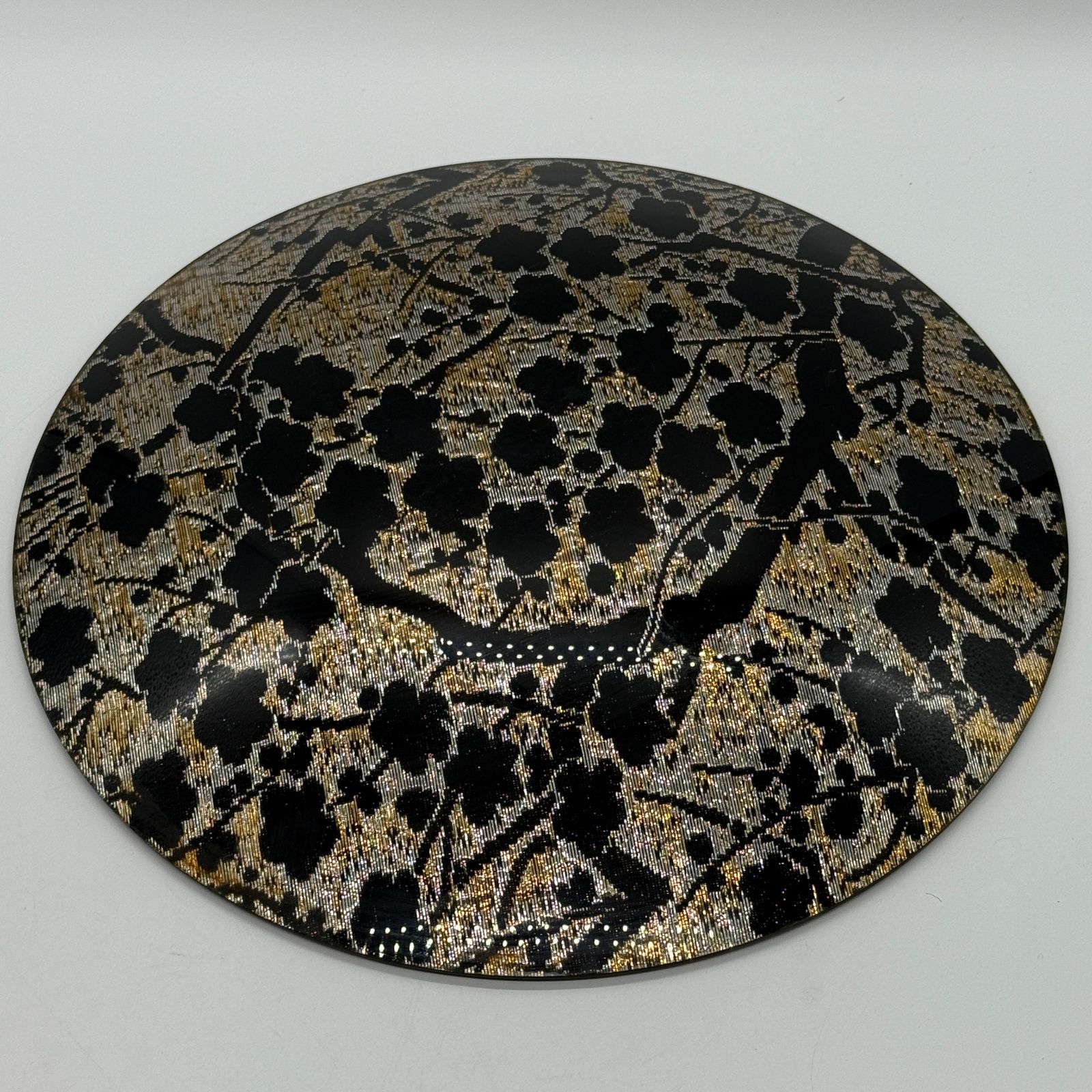 ぎやまん 飾り皿 枝梅金銀刺繍 ガラス皿 プレート 大皿 元箱無し 工芸