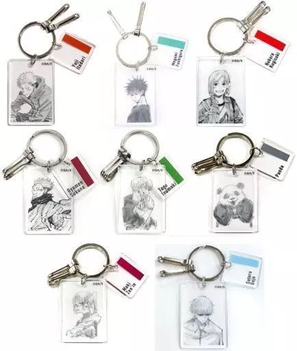 呪術廻戦 クリアベースキーホルダー 全8種セット 虎杖悠仁 - 伏黒恵 - 釘崎野薔薇 - 両面宿儺 - 狗巻棘 - パンダ - 禪院真希 - 五条悟