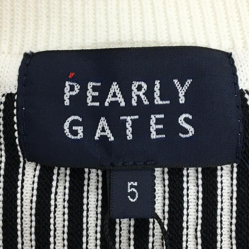 パーリーゲイツ ニットベスト 白×黒 ストライプ 後ろビッグロゴ Vネック メンズ 5 L ゴルフウェア モデル PEARLY GATES LLC-HASEGAWATOSO_COM