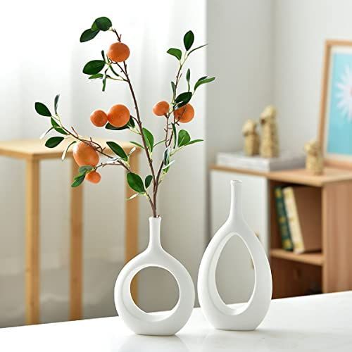 白い-高さ:24cm 花瓶 陶器 白 ブラックおしゃれ 一輪挿し セラミック 花器 北欧 かびん フラワーベース ドライ フラワー 花瓶インテリア  (白い-高さ:24cm) - メルカリ