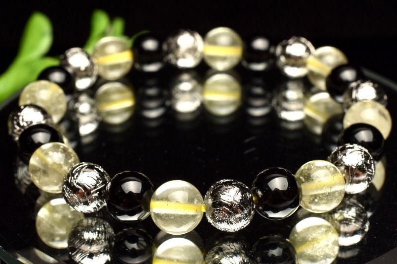 １点物 贅沢 宇宙のパワー MIX隕石 アルタイ隕石 黒隕石 リビアングラス 8mm ブレスレット パワーストーン 天然石 _MA9162