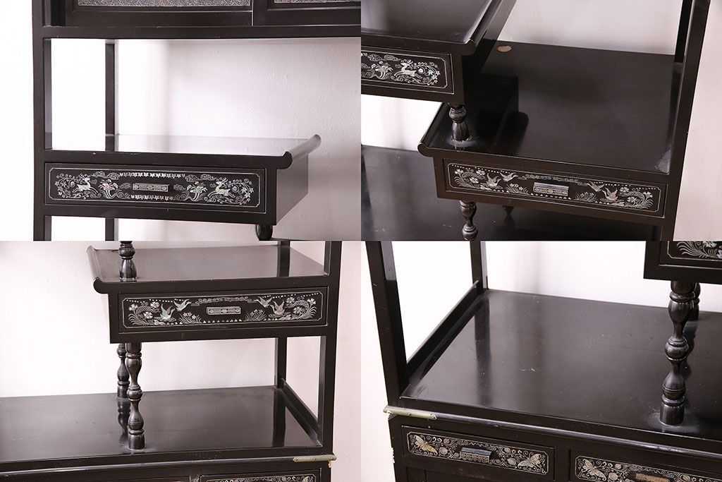 事前問合せ必須 飾り棚 中古 高級品 螺鈿 華やか 韓国製 収納棚 リペア