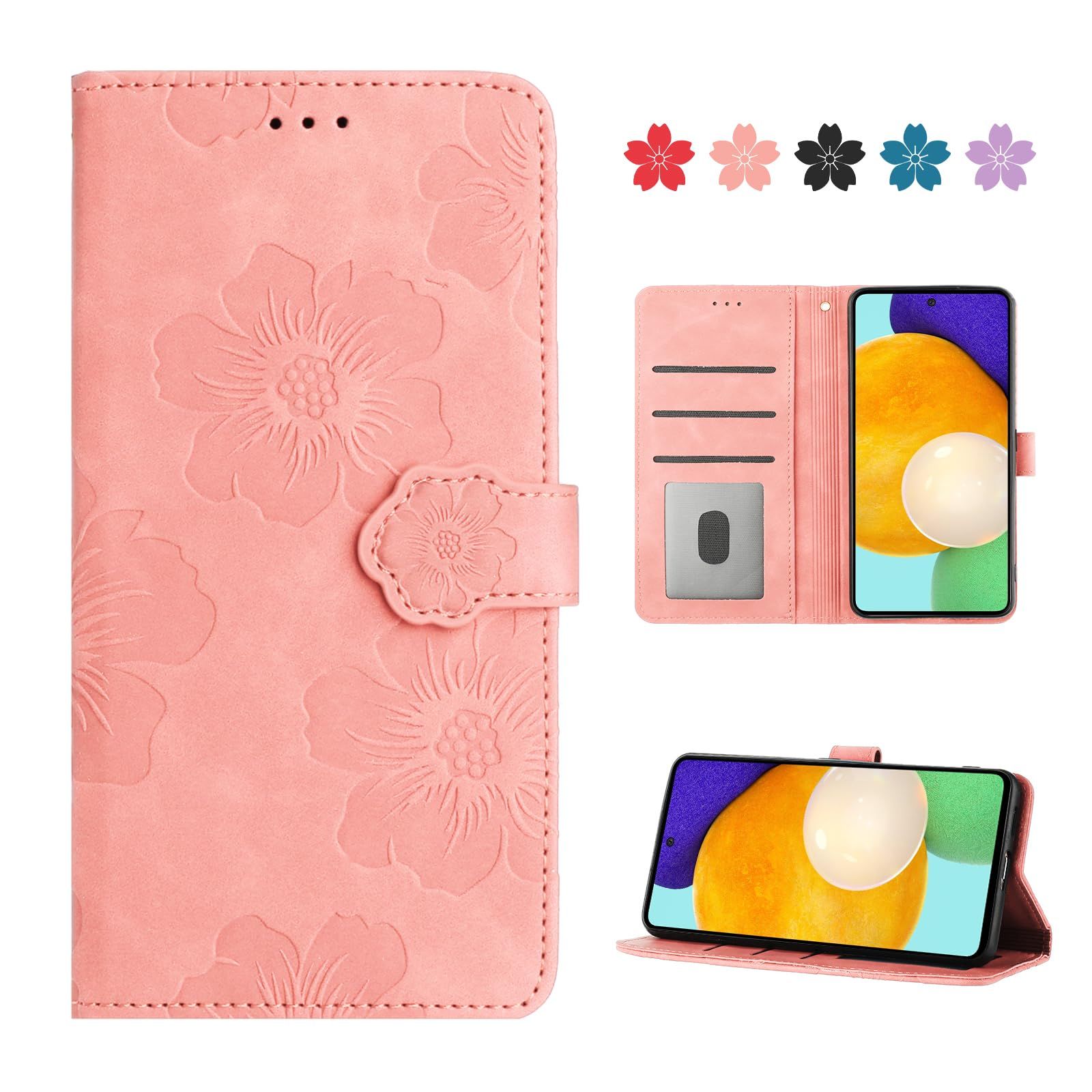 【新着商品】ケース ケース 軽量 ケース SOG05 保護カバー A52ケース 本革レザー 耐衝撃 財布型 手帳型 手帳型 SC53B A525G galaxy 携帯ケース 美しい桜の柄 スマホケース かわいい カバー 手帳型 カ