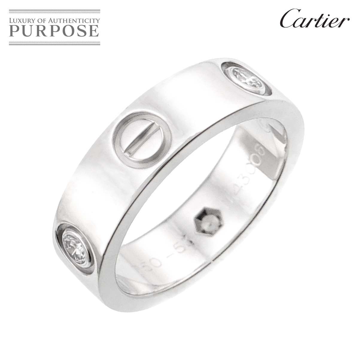 カルティエ Cartier ラブ #53 リング ハーフ ダイヤ 3P K18 WG