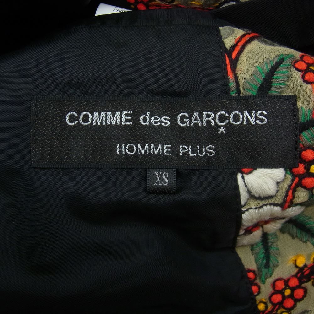 COMME des GARCONS HOMME PLUS コムデギャルソンオムプリュス 18SS PA-V002 DISCO期 ディスコ期 花柄刺繍  前身切替 スタンドカラー ベスト ブラック系 XS【中古】