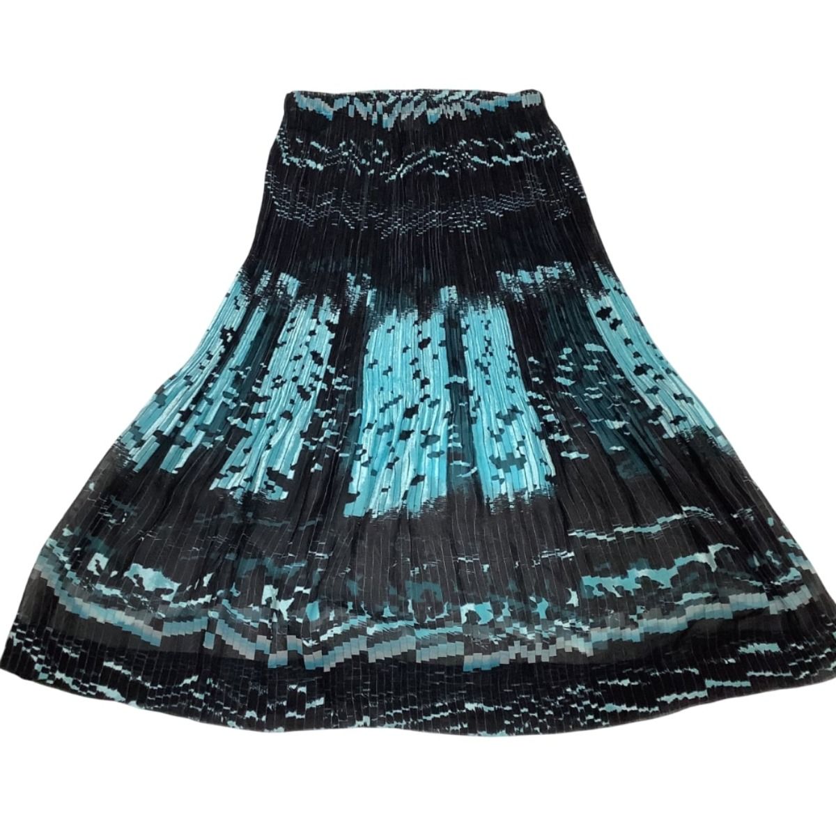 ♪♪ISSEY MIYAKE イッセイミヤケ プリーツ スカート 柄ベロア SIZE 2 IM31FG105 ブラック×ミント