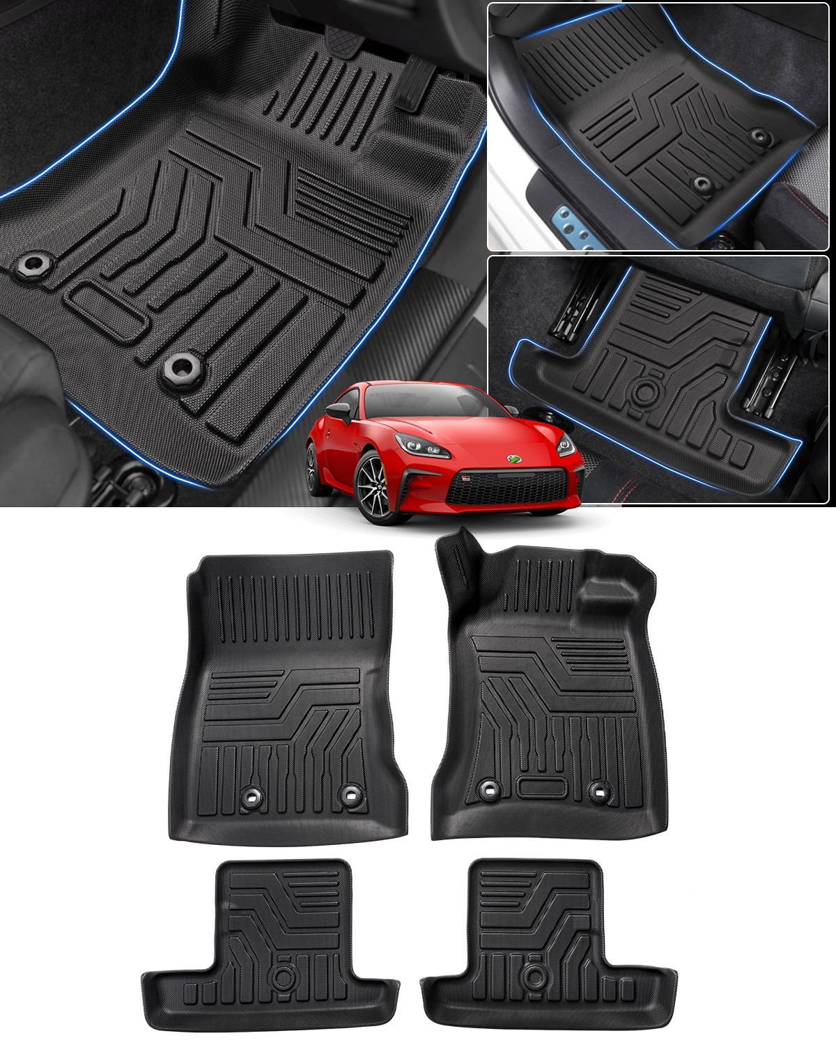 トヨタ用 GR86 ZN系 3Dフロアマット 車用 フロアマット カーマット 立体構造 GR 86 ZN8 2021年10月～ 車種 設計 セカンドマット 防水 滑り防止 耐汚れ 抗菌効果 TPE素材 取付簡単カー用品 4PCSセット