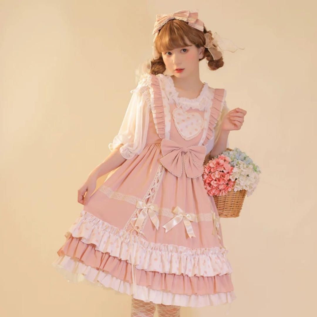 ピンク系ロリータワンピース♪リボン×フリル♪♪お出かけや女子会にぴったり
