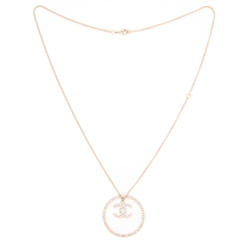 CHANEL シャネル ココマーク サークル ラインストーン ネックレス GP 