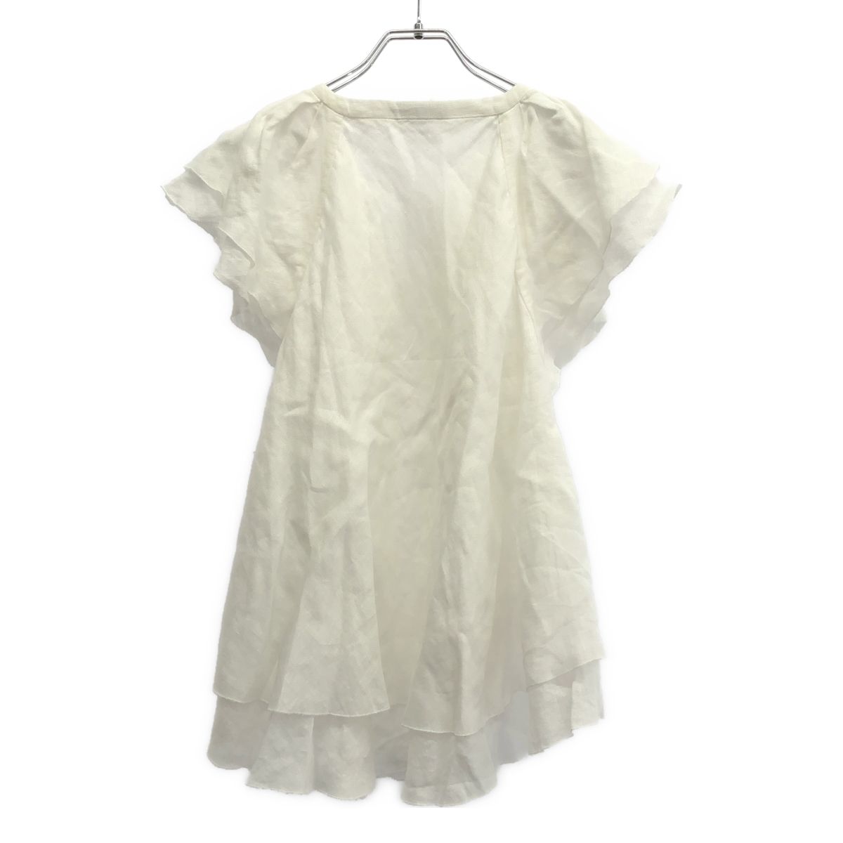 Drawer ドゥロワー フリルスリーブリネンブラウス 6521-299-0792  