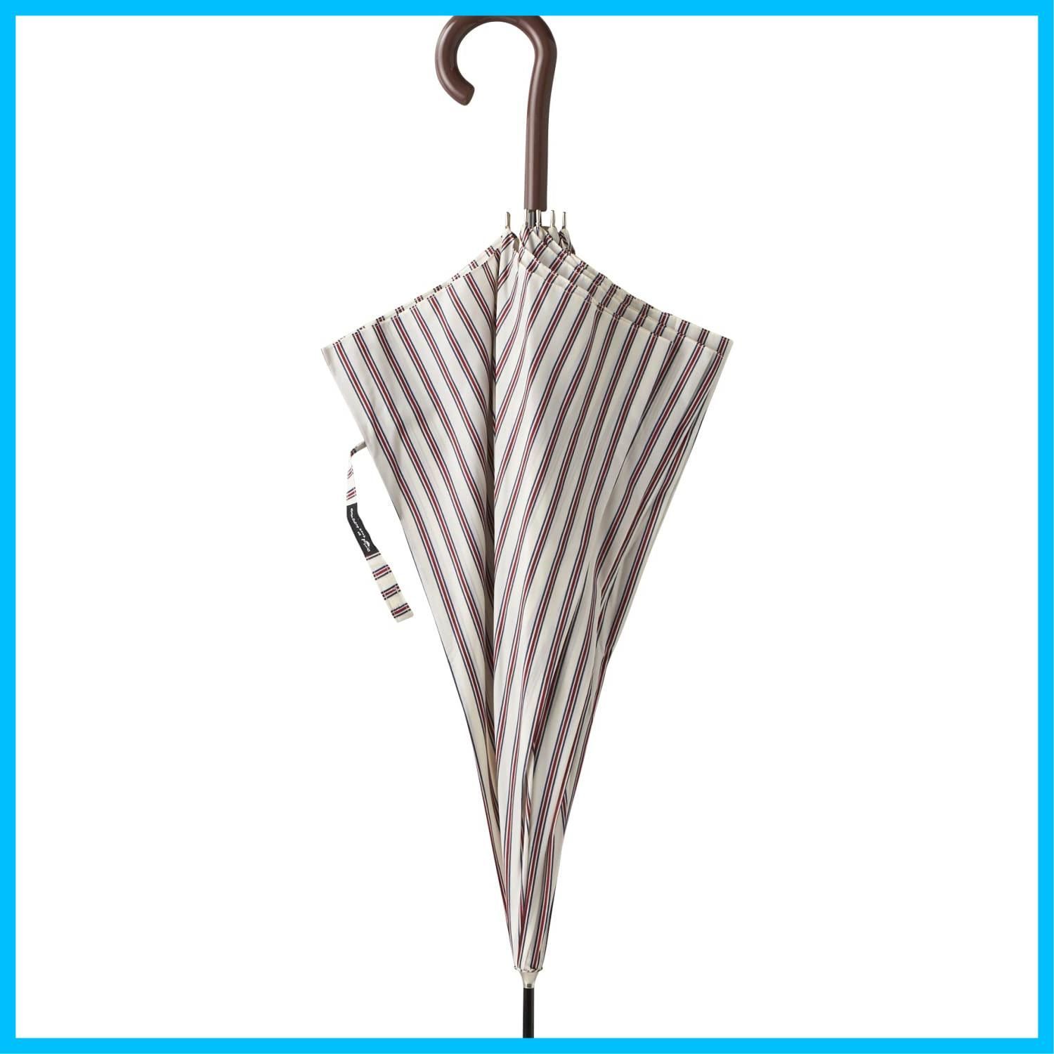 数量 ジャンプスリム 60 cm 耐風骨 縦ストライプ 長傘 ベージュ 宮嶋 13600