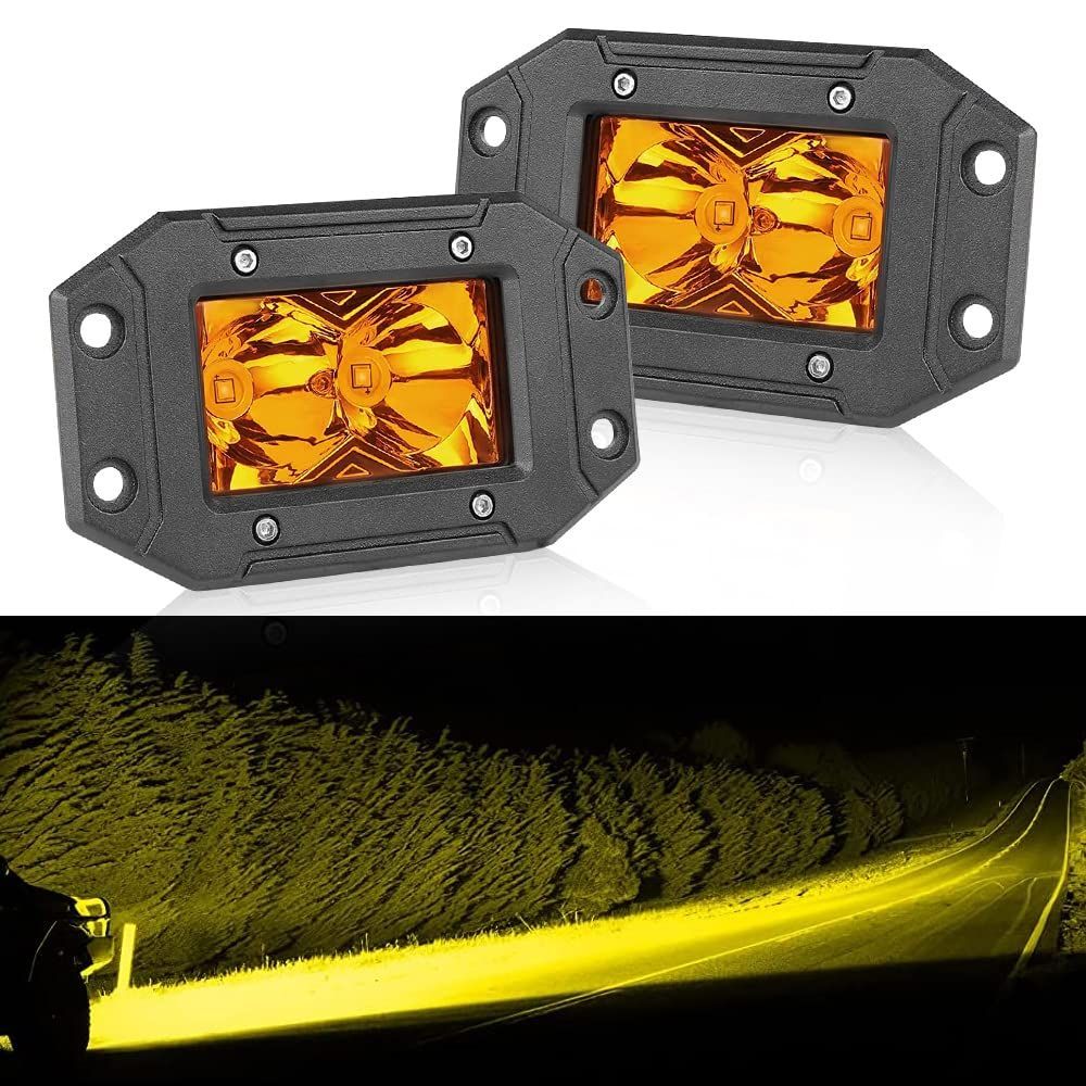 数量 2個セット 農業機械 補助灯 ジムニー 車外灯 汎用 高輝度 12V-24V対応 ワークライト LED 40w イエロー 4インチ 埋め込みLED作業灯 Chelhead
