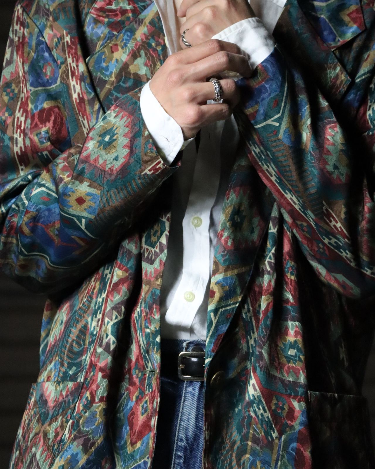 USA made native pattern × jacquard padless tailored jacket USA製 