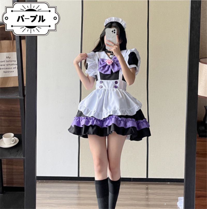 メイド服 コスプレ 大きいサイズ メイド衣装 大きなリボン付き メイド服 コスプレ 大きいサイズ メイド衣装 大きなリボン付き