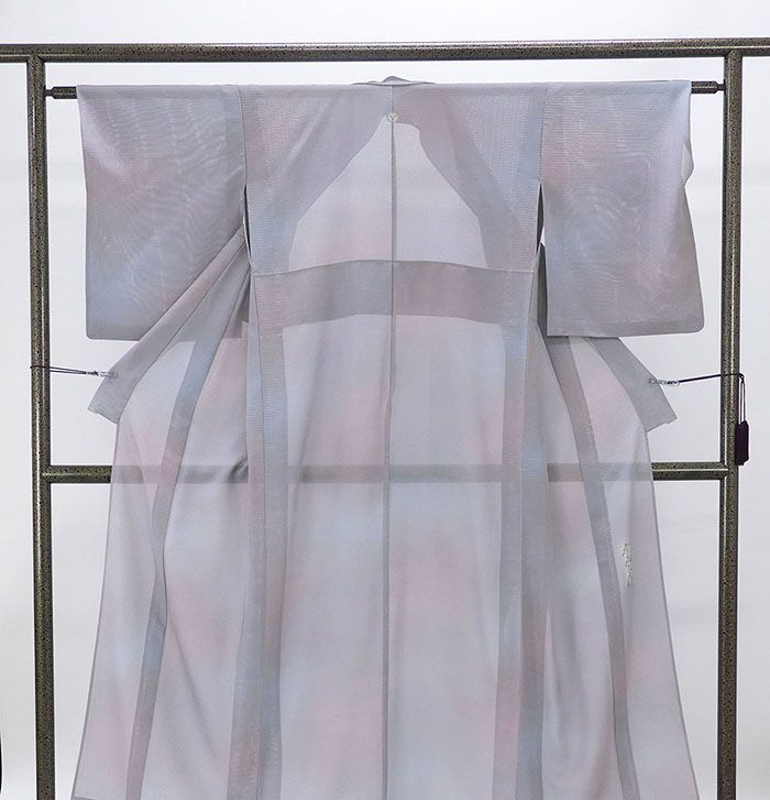 未使用品 駒絽 色無地 草木染 藤色 身丈165.5cm 夏着物 夏 正絹 未使用品 駒絽 色無地 草木染 藤色 身丈165.5cm 夏着物 夏 正絹