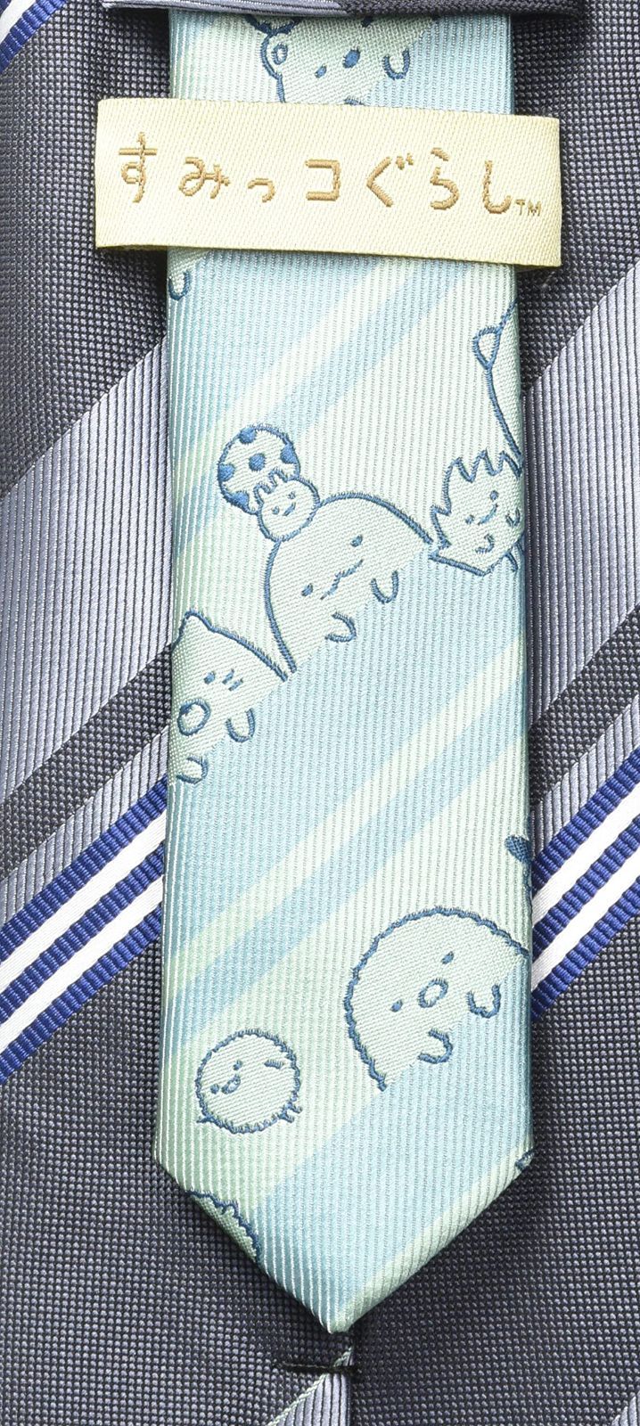 数量 グレー1 ストライプ すみっコぐらし 標準 ネクタイ フローレンスペック