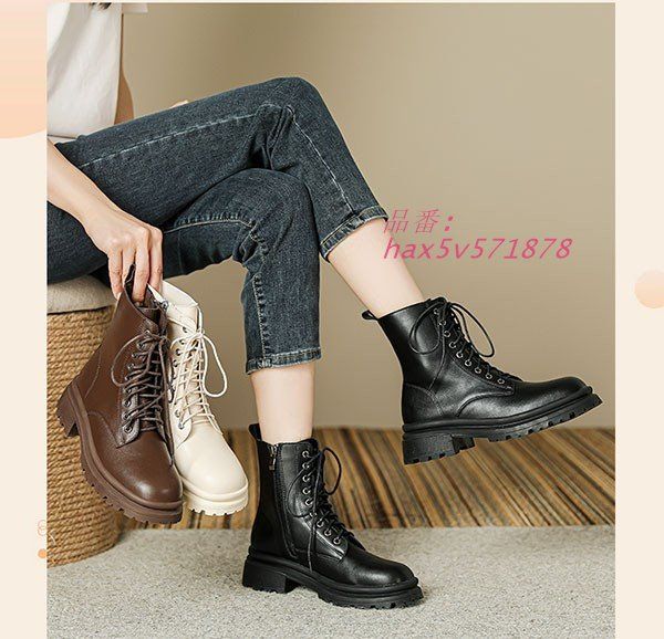 ショートブーツ レディース 歩きやすい レースアップブーツ 編み上げブーツ ミドルブーツ 厚底ブーツ ラウンドトゥ ワークブーツ hax 5 v 571878