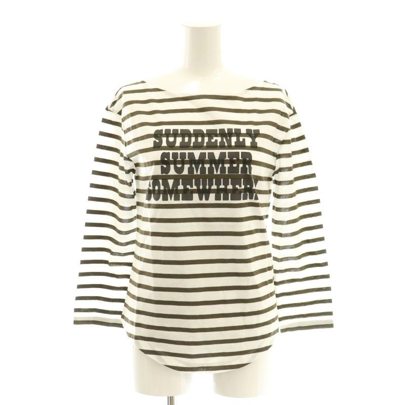 マディソンブルー MADISONBLUE 24SS BOAT NECK 3|4 SLEEVE TEE BORDER カットソー ボーダー ロゴ S ホワイト ブラウン |CX OS