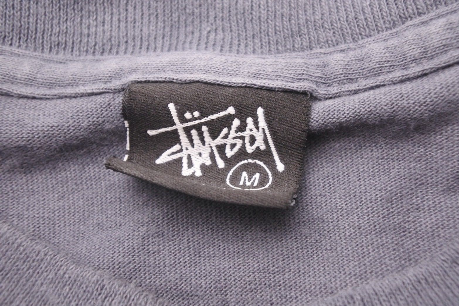 STTUSY ステューシー 半袖Ｔシャツ シルク コットン グレー パープル M 美品 中古 47667