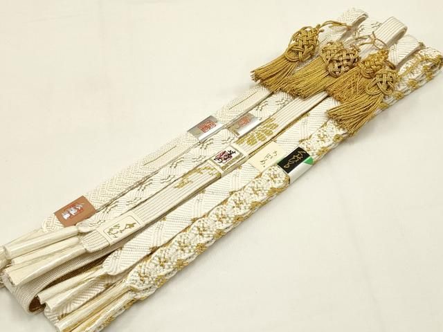 平和屋着物●和装小物 上質な帯締め5本セット 礼装用 高麗組 綾出し 唐組 金糸 亀房付き ♥ AABB7079ay