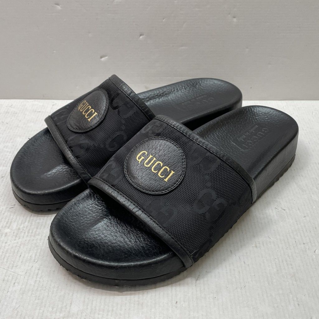 01w-4184 グッチ GUCCI ロゴサンダル GG総柄 サイズ8 本体のみ ブラック イタリア製 メンズ サンダル 644754