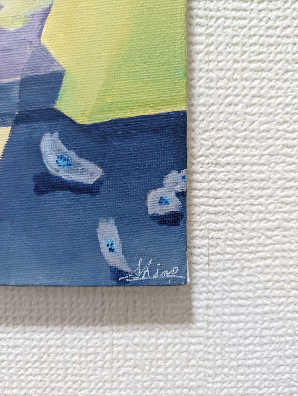 カラフルな招き猫のポップアート絵画 色紙サイズ 画家 小楠アキコ作品 