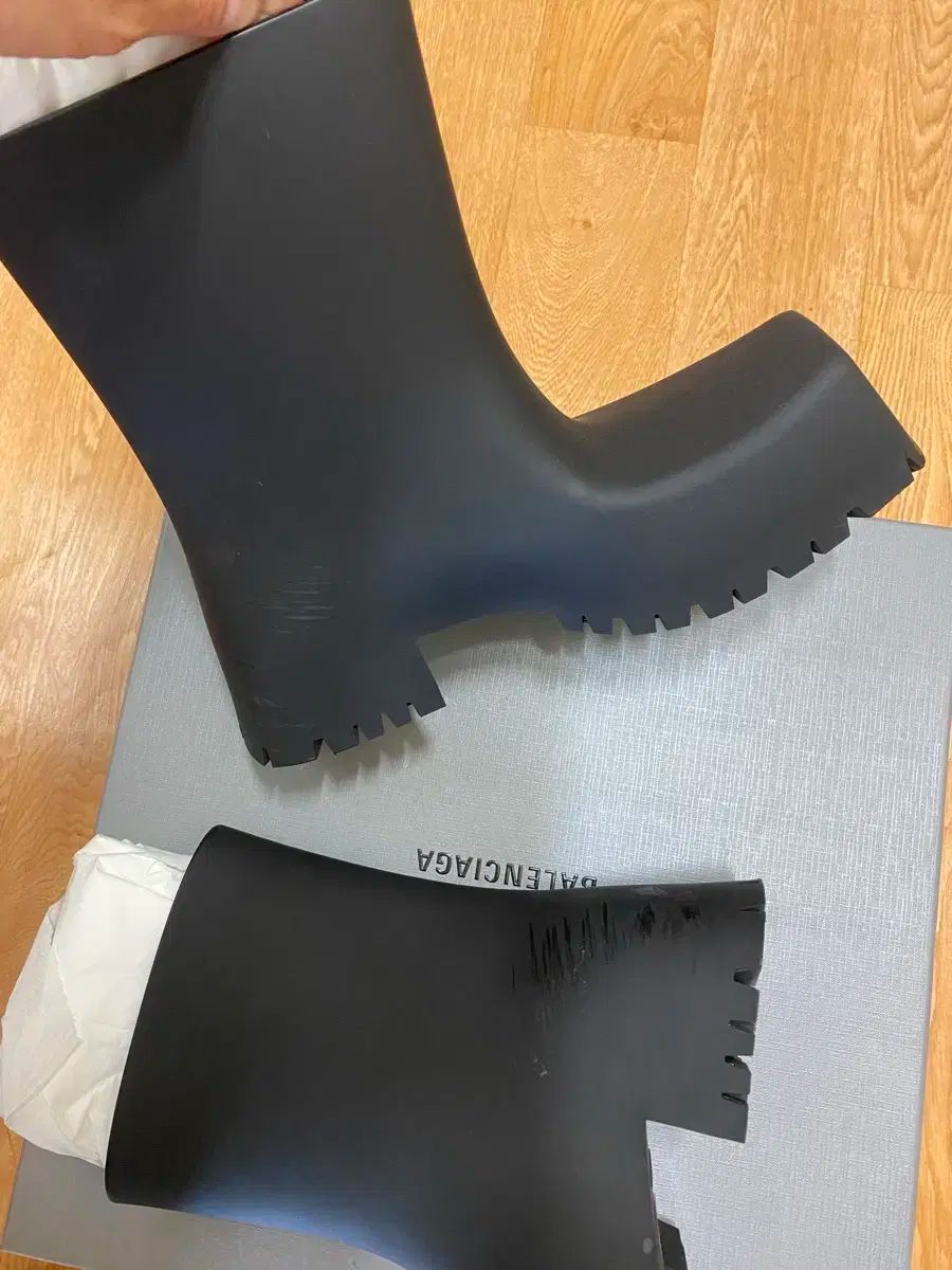 良品　バレンシアガ トゥルーパー　ラバー　ブーツ　ブラック　黒　長靴 BALENCIAGA】Trooper Rubber ブーツ ラバー ブラック (BALENCIAGA