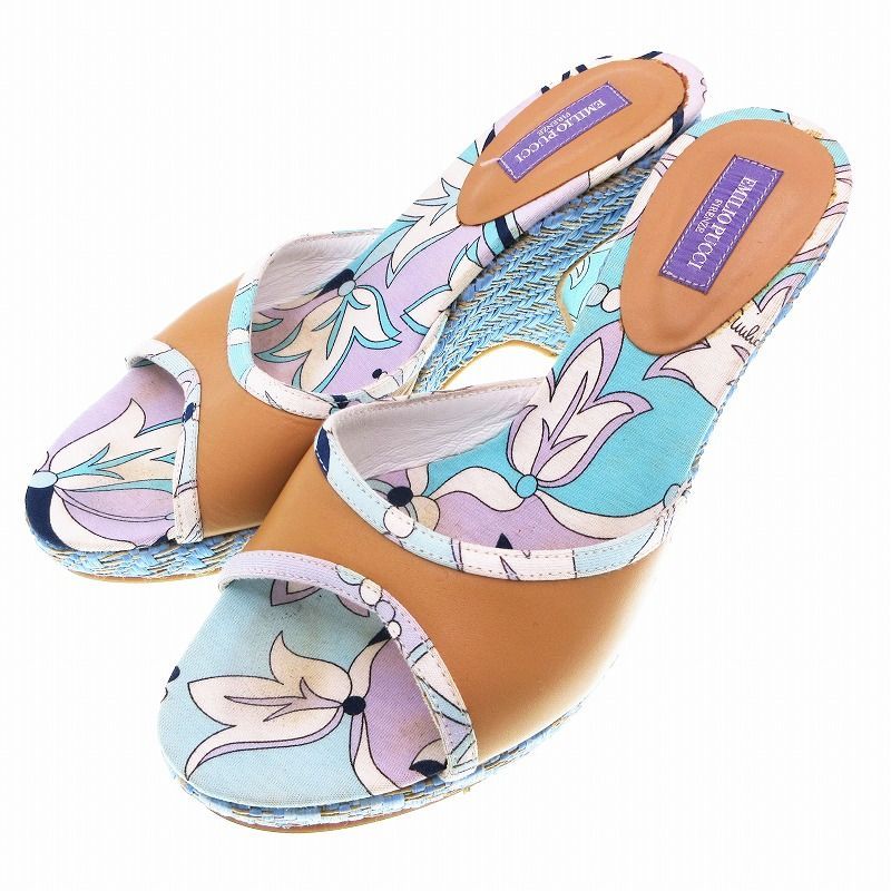 エミリオプッチ EMILIO PUCCI サンダル 37 1/2 - レザー ピンク 