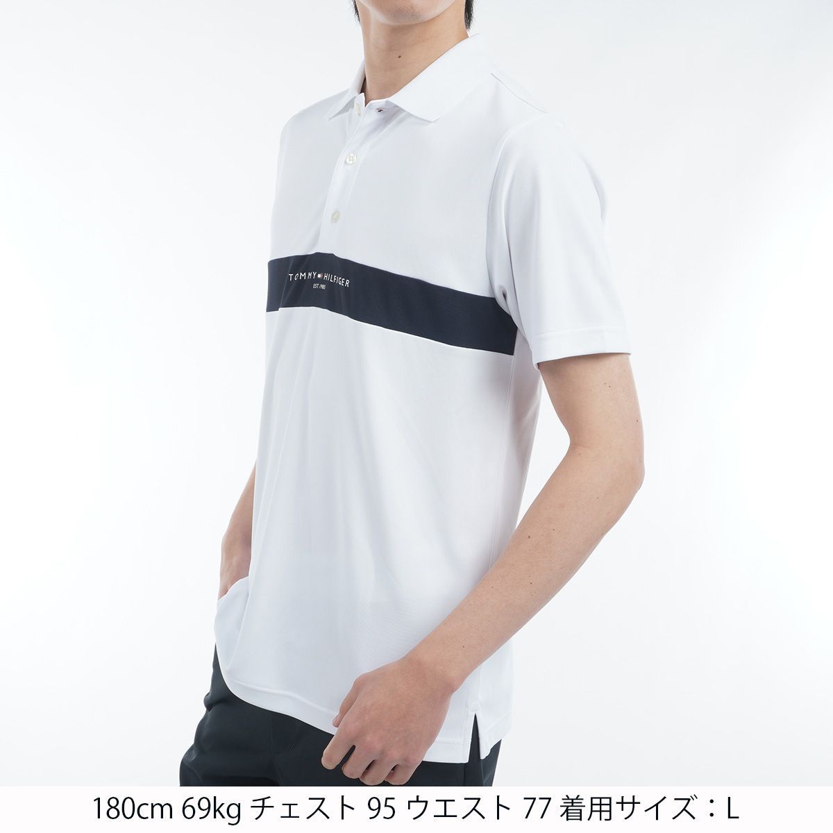 トミーヒルフィガー ゴルフ ポロシャツ メンズ 半袖 シャツ 鹿の子 吸水速乾 UVカット 抗菌防臭 ゴルフウェア ブランド 総柄 ボーダー ロゴ 春 夏 秋 THMA514 トミーヒルフィガー ゴルフ ポロシャツ メンズ 半袖 シャツ 鹿の子