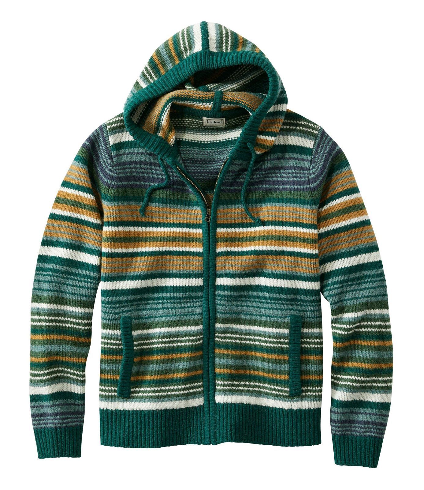 特価セールL.L.Bean（エルエルビーン） メンズ エルエルビーンクラシックラグウールセーター、ジップフーディ ストライプ 米国フィットレギュラー