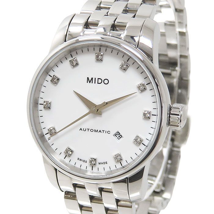 MIDO ミドー バロンチェッリ M7600.4.66.1 12Pダイヤ ホワイト文字盤 SS ステンレススチール ダイヤモンド 保証書付 腕時計 自動巻 レディース 送料無料 241001025802