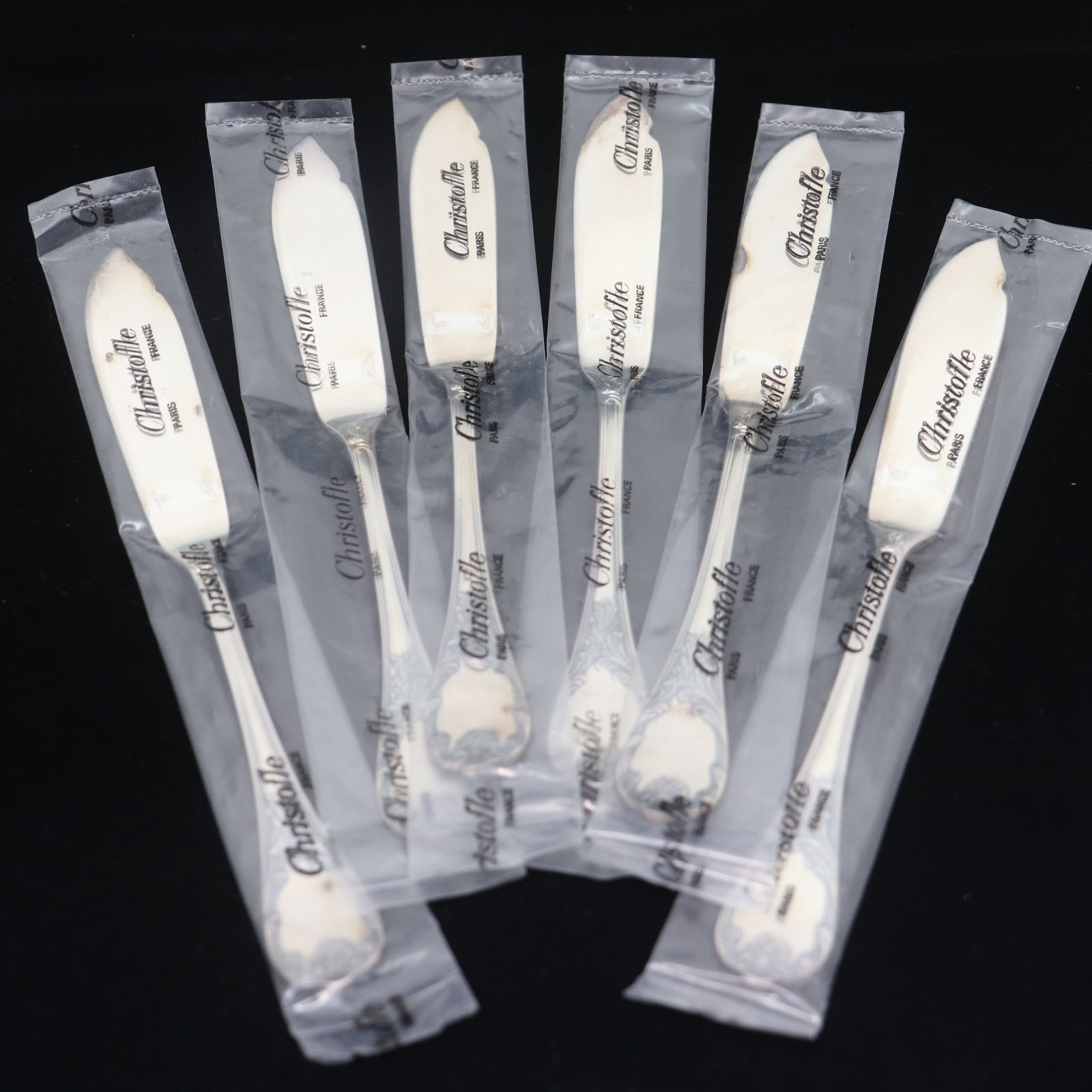 IT5JLFX9ASIW ♥保管品 Christofle クリストフル MARLY マルリー シルバープレート フィッシュナイフ 6点セット 食器 カトラリー