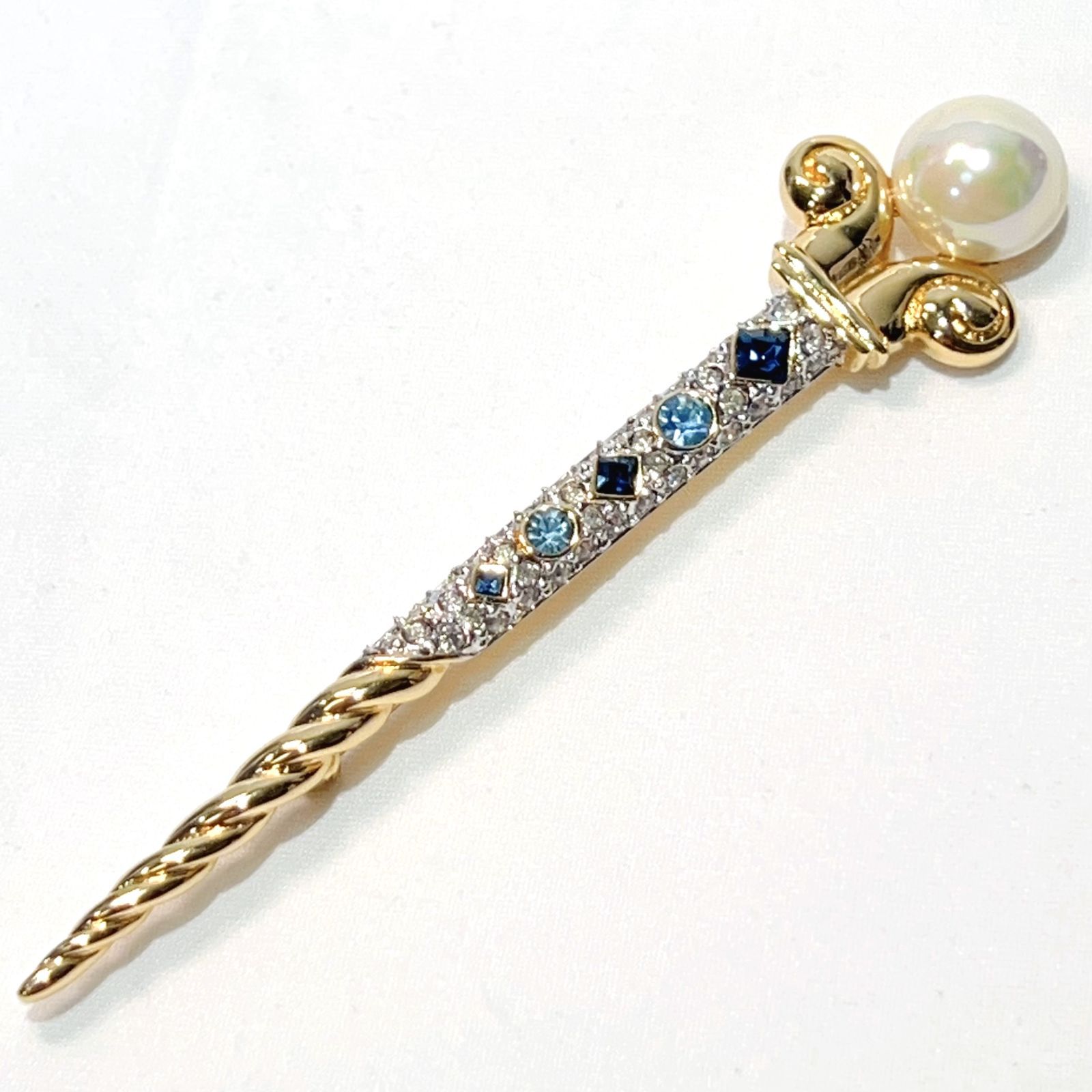 NINA RICCI ニナリッチ マベ フェイクパール ラインストーン ブローチ 10.6cm レディース aua5301br60202